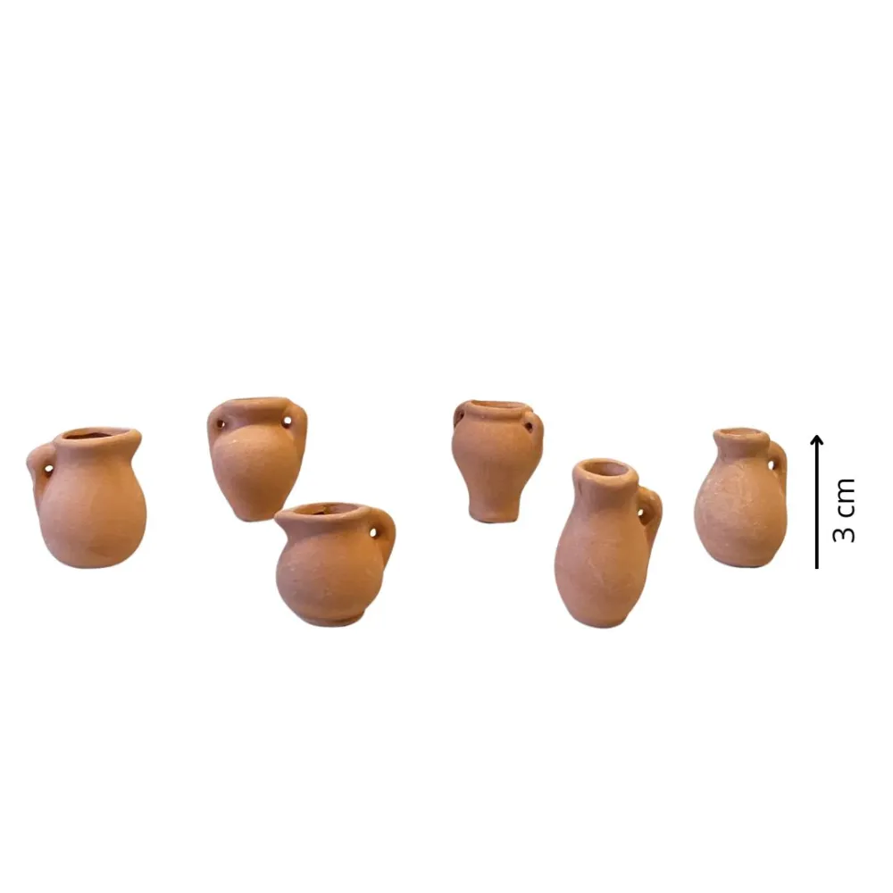 Set of 6 Terracotta Amphorae for 12–15 cm Nativity Figures