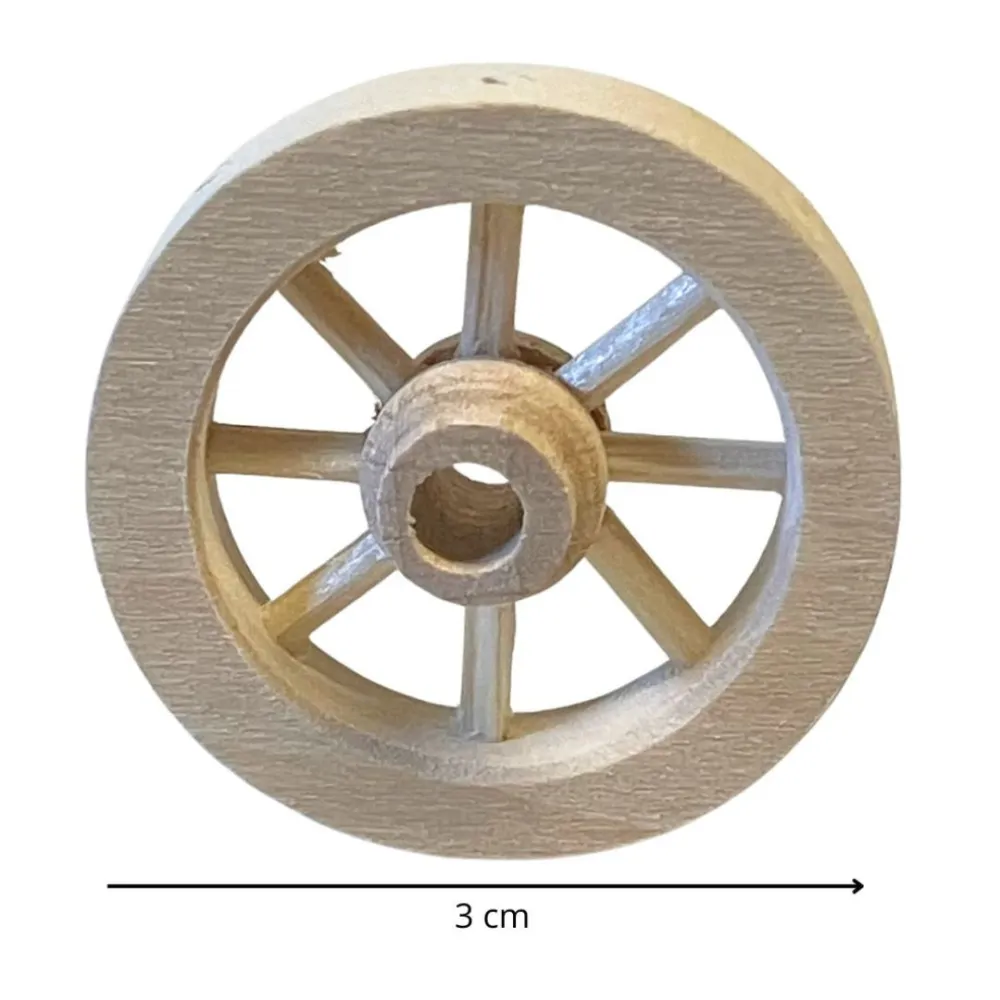 Ruota carro in legno diametro 3 cm per statue da 8 cm