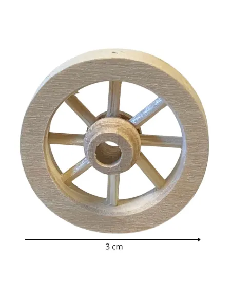 Ruota carro in legno diametro 3 cm per statue da 8 cm