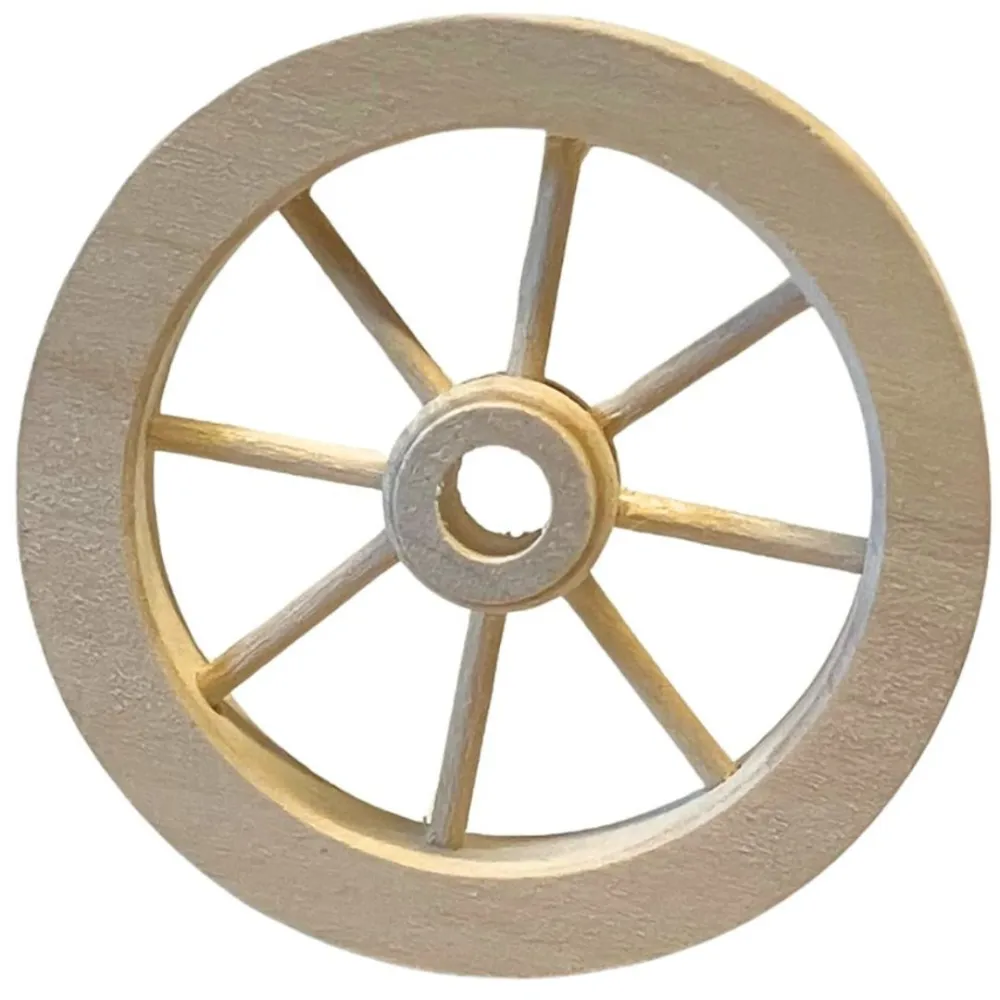 Ruota carro in legno chiaro diam 5 cm per statue da 10-15 cm