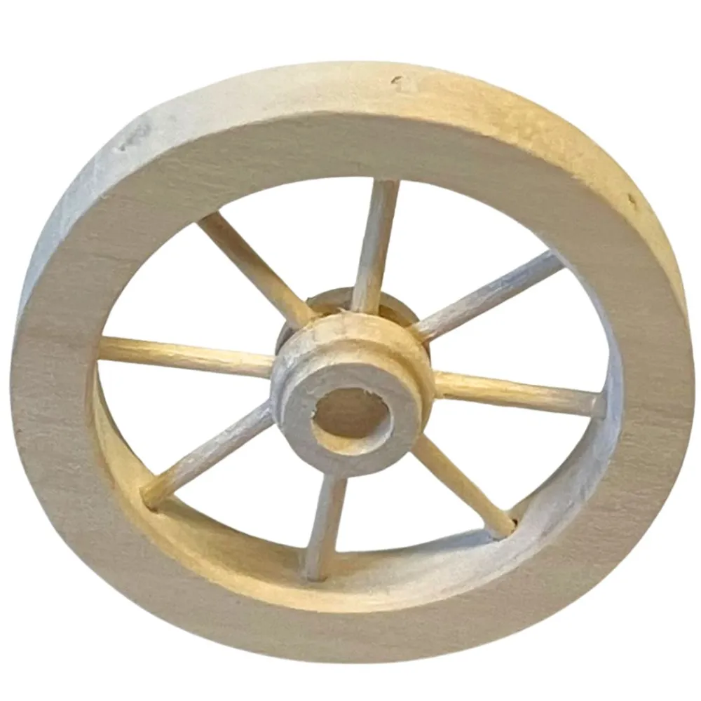 Ruota carro in legno chiaro diam 5 cm per statue da 10-15 cm