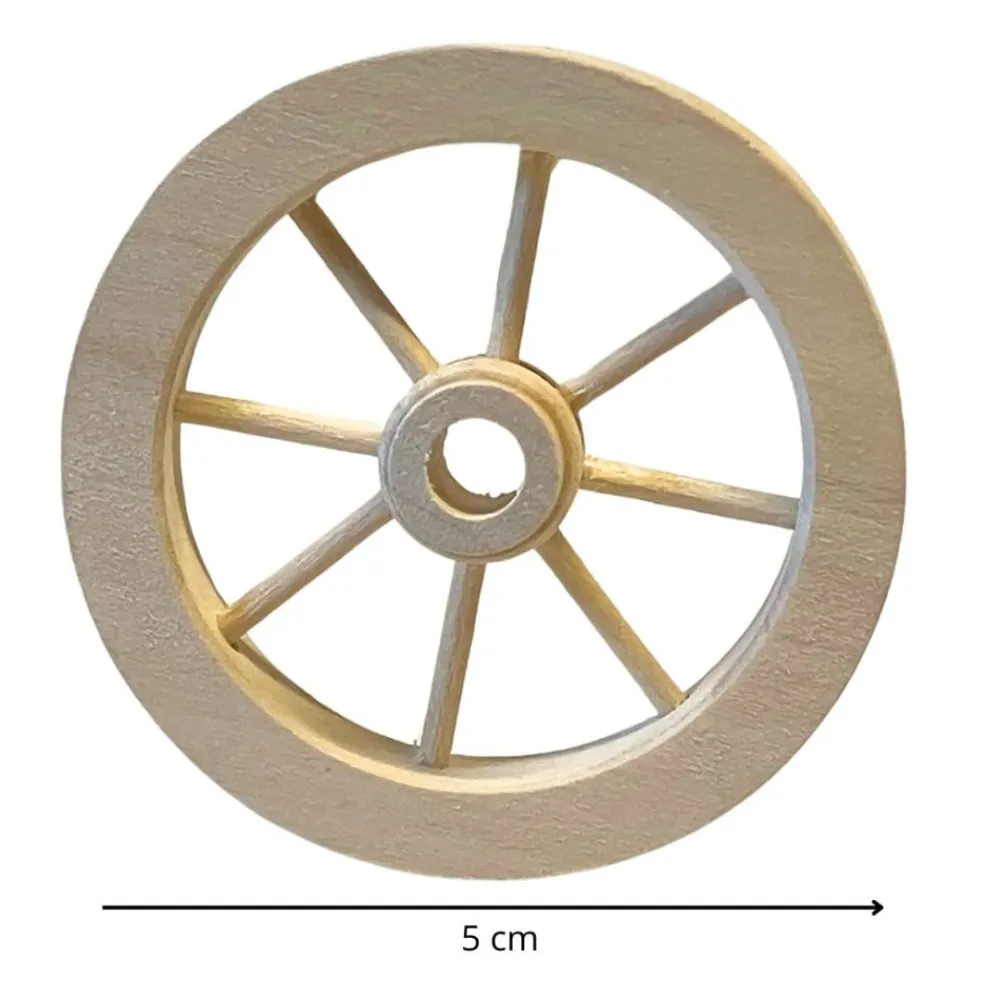 5 cm Diameter Light Wooden Cart Wheel for 10–15 cm Nativity Figures