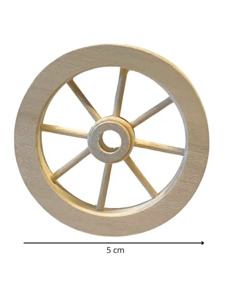 Ruota carro in legno chiaro diam 5 cm per statue da 10-15 cm