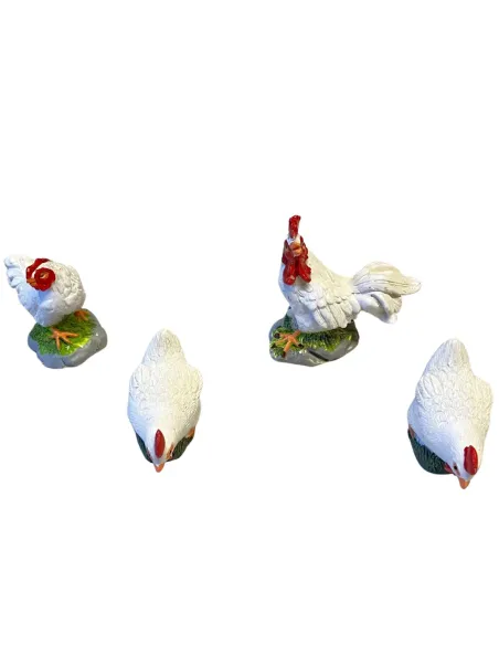 Set of One Rooster and Three Hens for 25–30 cm Nativity Figures