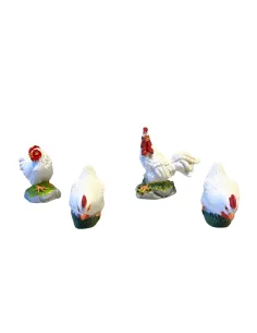 Set con gallo e 3 galline per statue da 25-30 cm