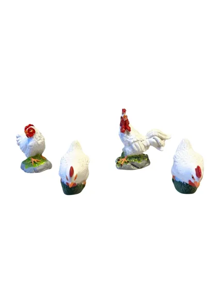 Set con gallo e 3 galline per statue da 25-30 cm