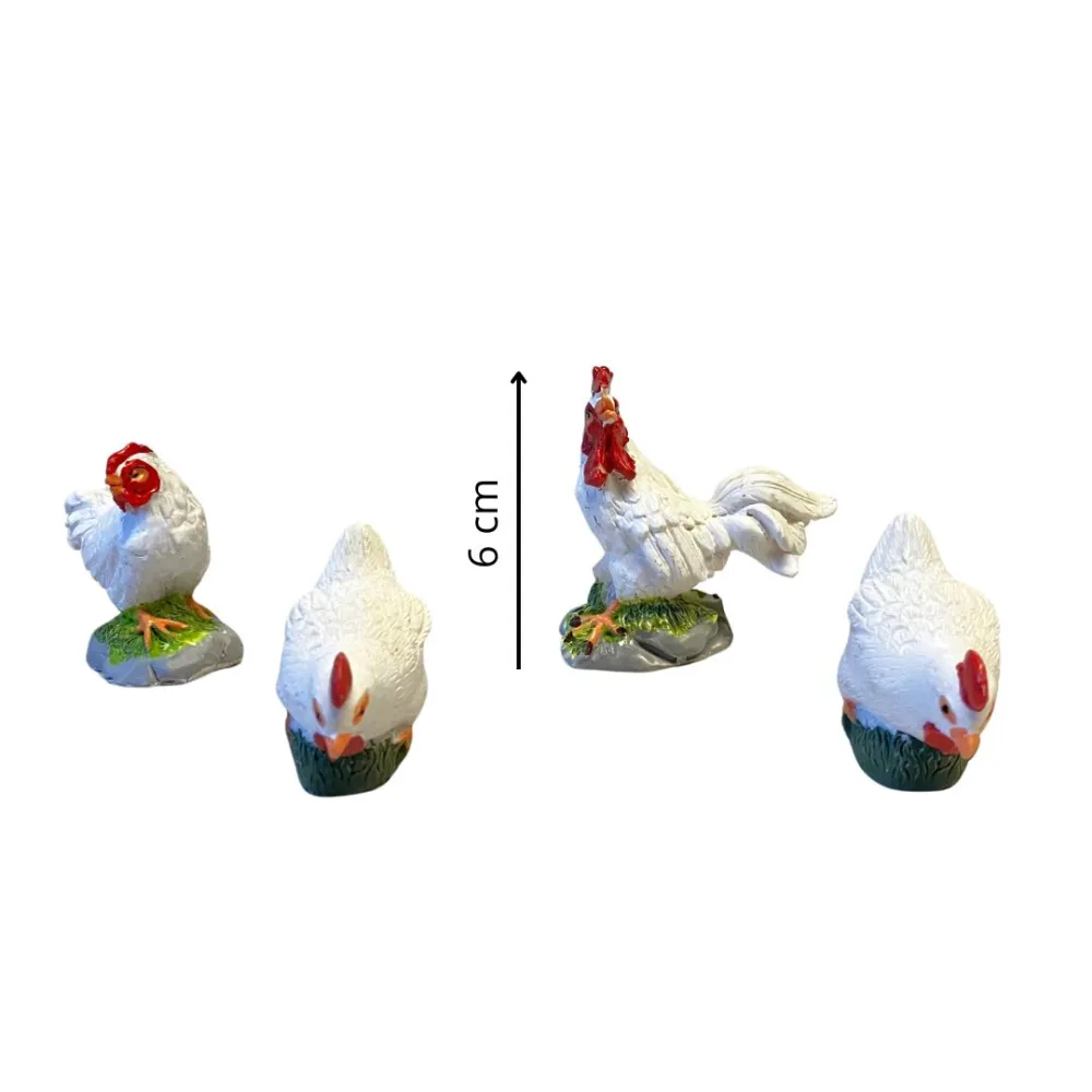Set of One Rooster and Three Hens for 25–30 cm Nativity Figures