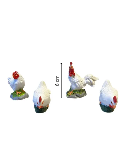 Set con gallo e 3 galline per statue da 25-30 cm