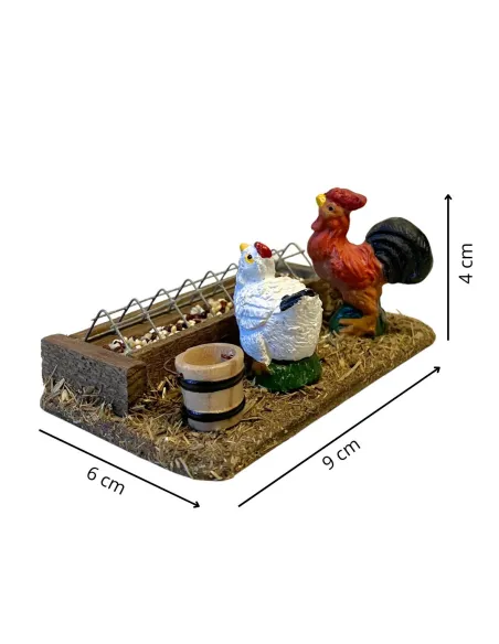 Mangiatoia con 2 gallinacei assortiti per statue da 10-12 cm