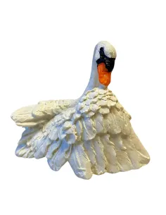 Cigno che si pulisce ala per statue da 20 cm 2