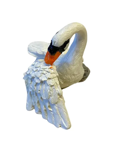 Cigno che si pulisce ala per statue da 20 cm