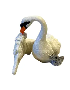 Cigno che si pulisce ala per statue da 20 cm