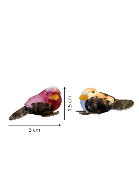 Set 2 uccellini colori assortiti in polistirene per statue da 25-30 cm