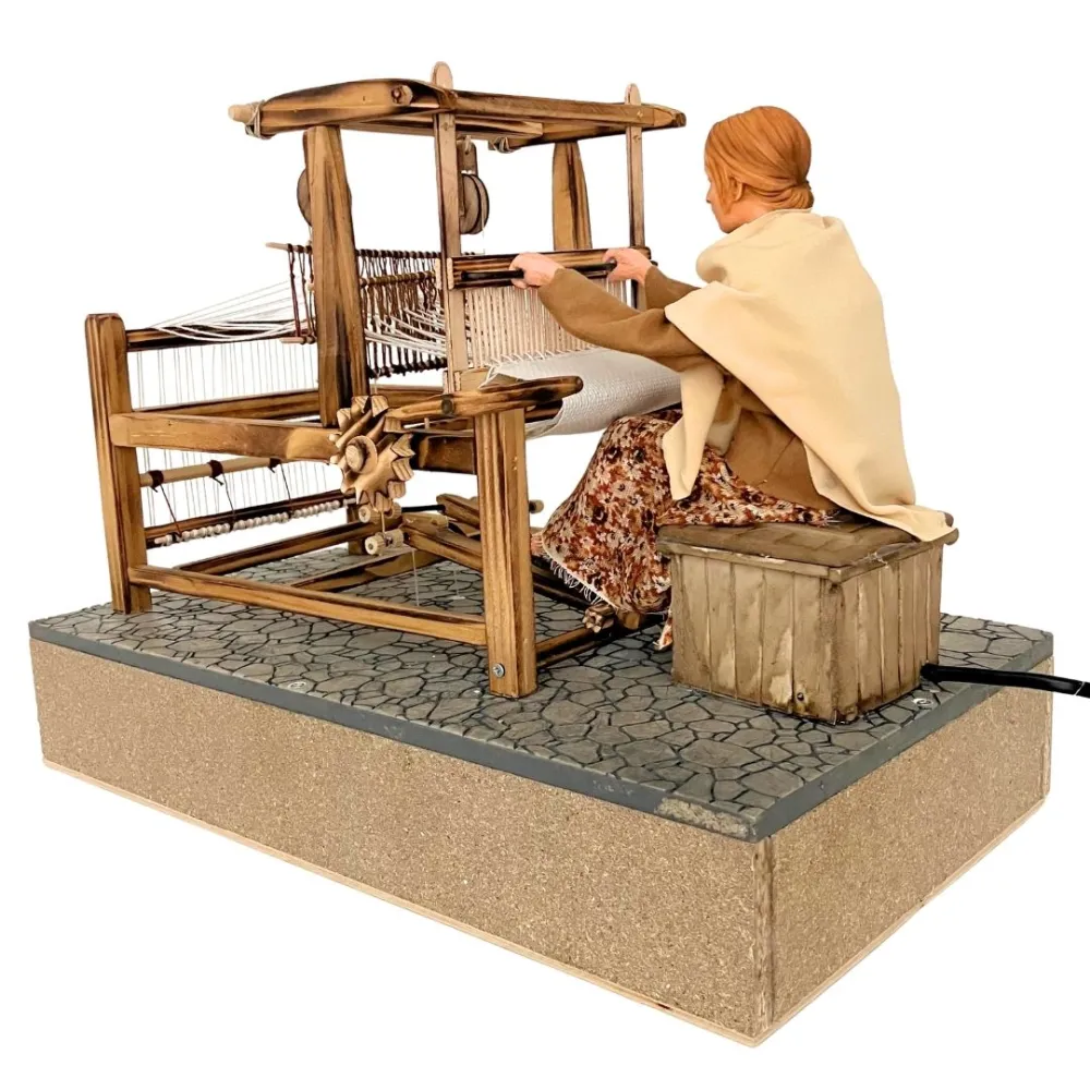 Animated Traditional Weaver at a Loom - 30 cm