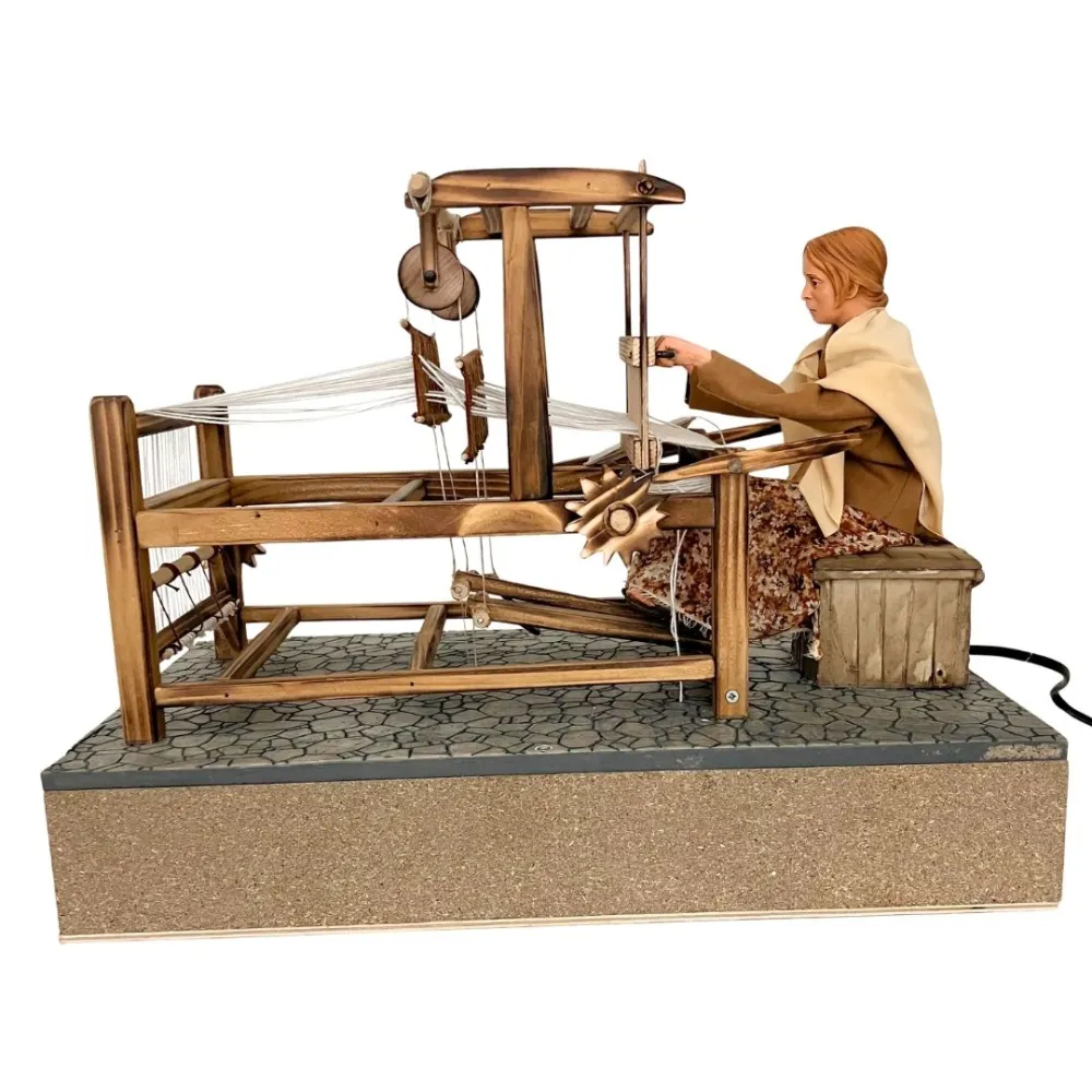 Animated Traditional Weaver at a Loom - 30 cm