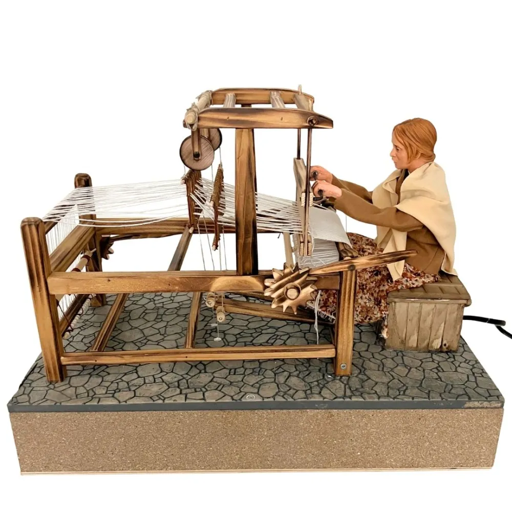 Animated Traditional Weaver at a Loom - 30 cm