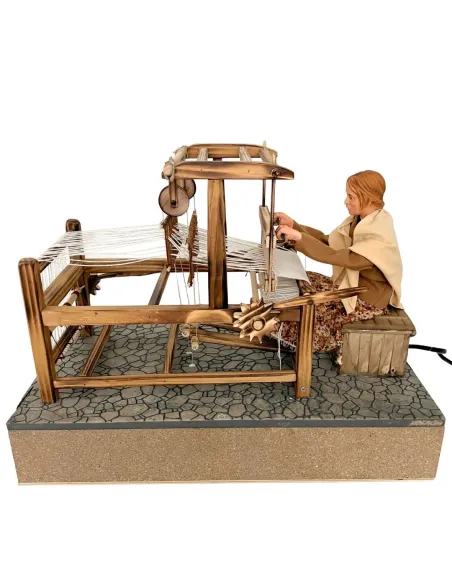 Animated Traditional Weaver at a Loom - 30 cm