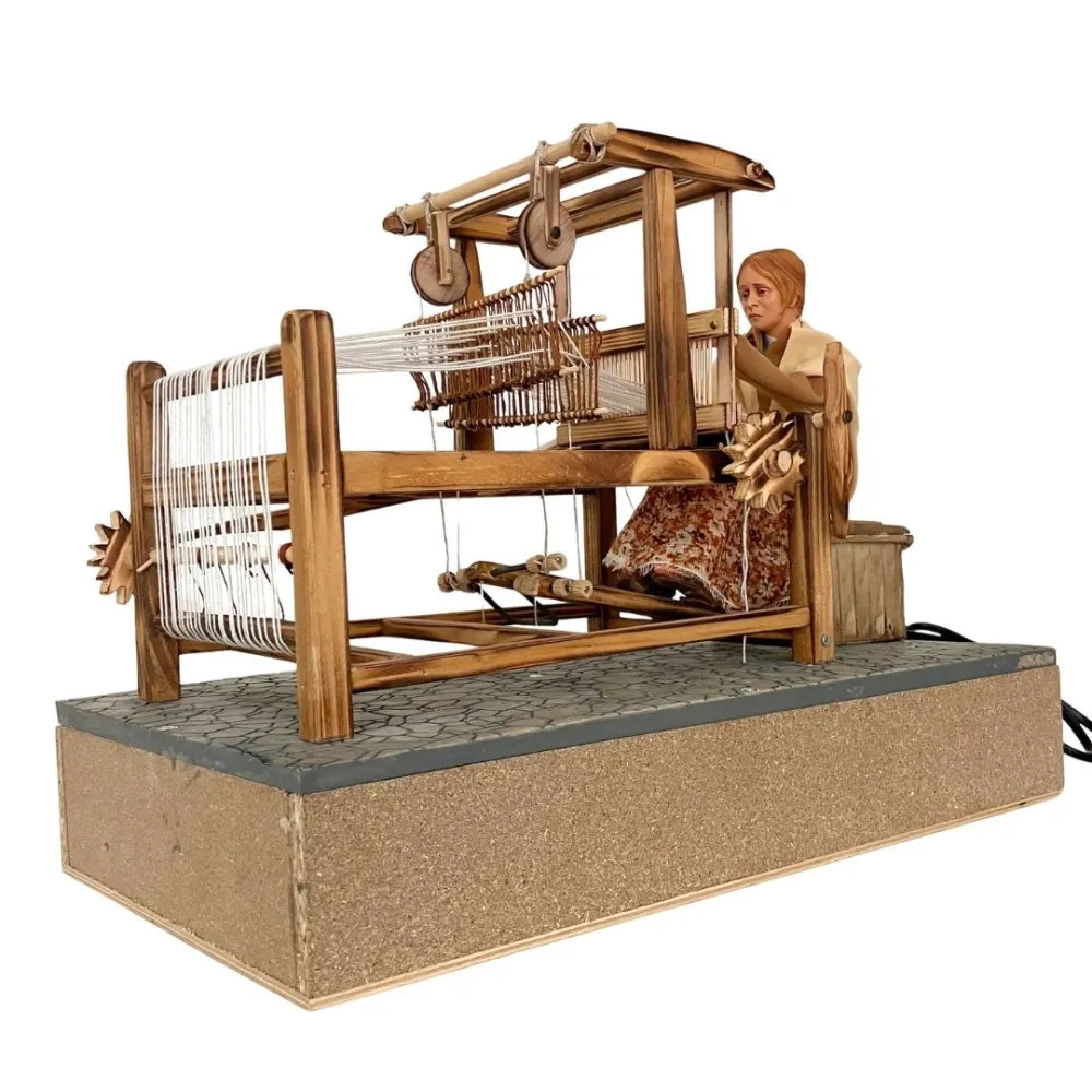 Animated Traditional Weaver at a Loom - 30 cm