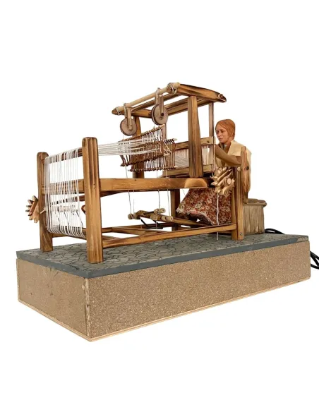 Animated Traditional Weaver at a Loom - 30 cm