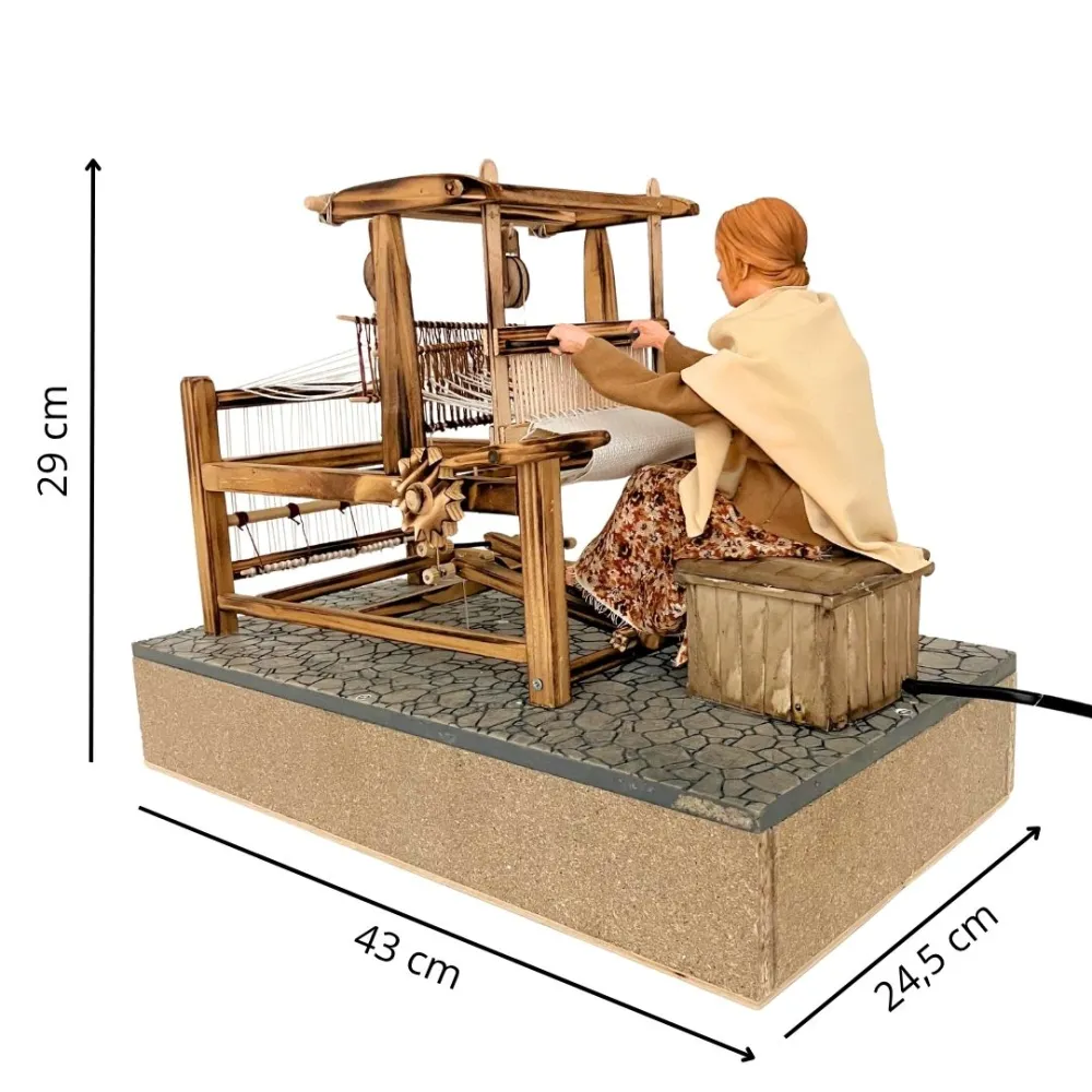 Animated Traditional Weaver at a Loom - 30 cm