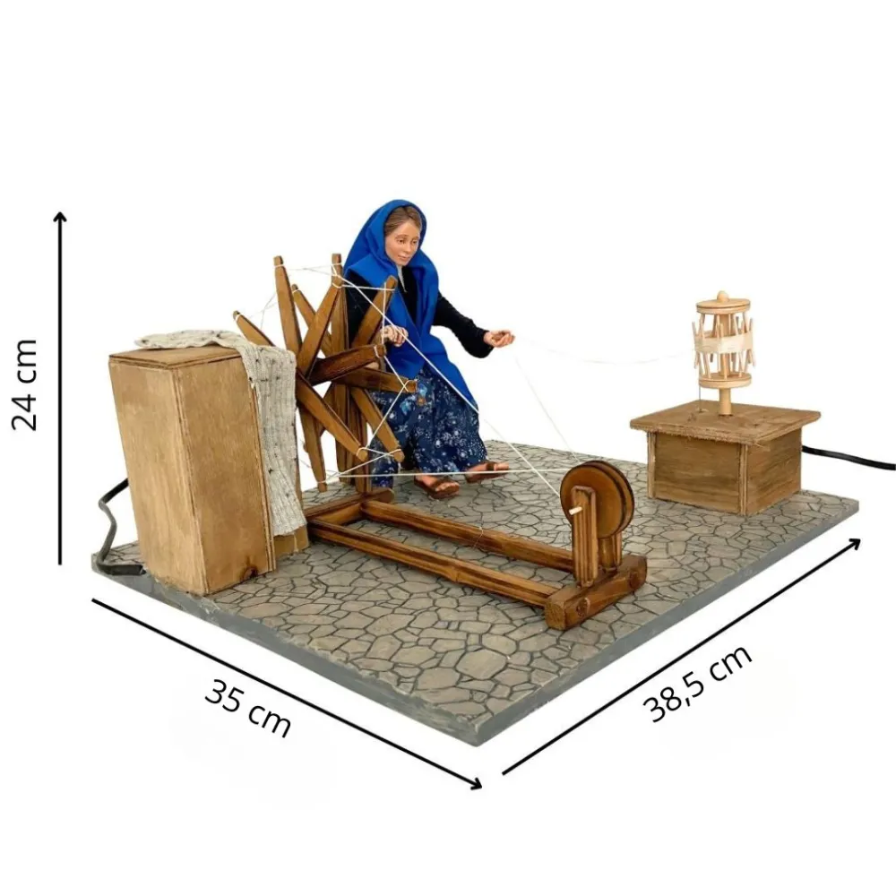 Animated Traditional Spinner with Spinning Wheel - 30 cm