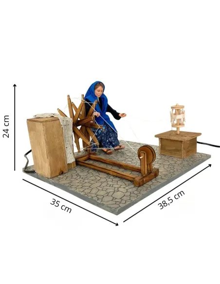 Donna che fila popolare in movimento 30 cm