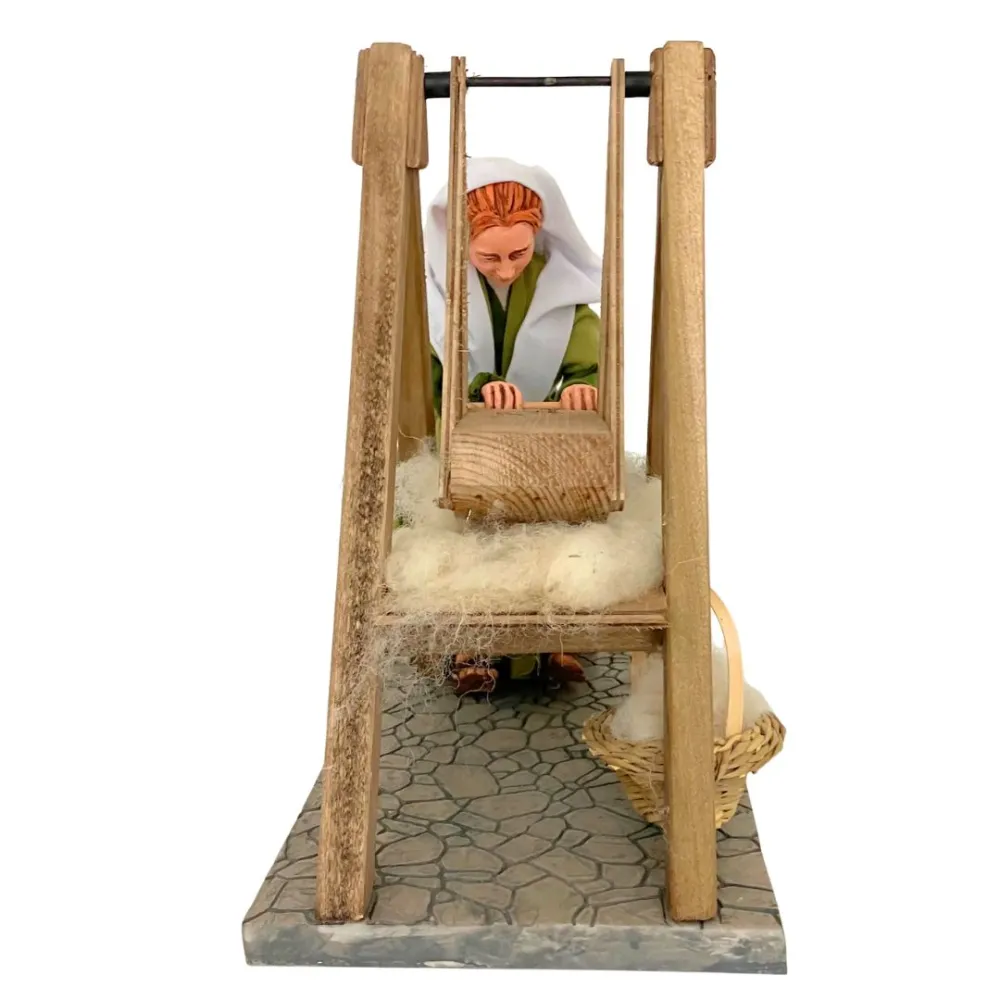 Animated Palestinian Woman Carding Wool - 30 cm