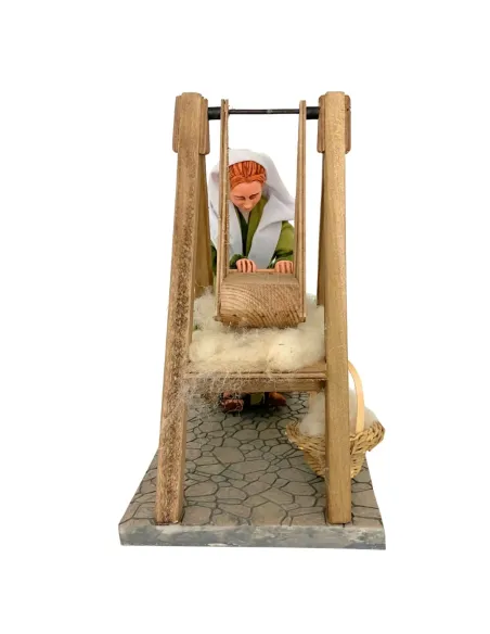 Animated Palestinian Woman Carding Wool - 30 cm