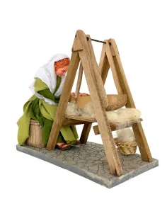 Animated Palestinian Woman Carding Wool - 30 cm