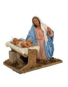 Madonna e bambinello in terracotta in movimento 30 cm