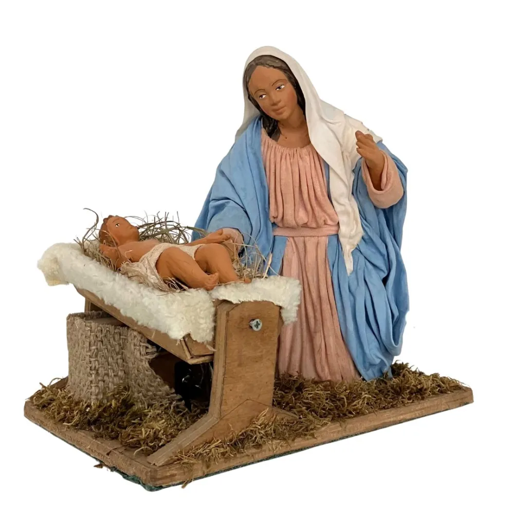 Animated 30 cm Terracotta Madonna and Infant Jesus