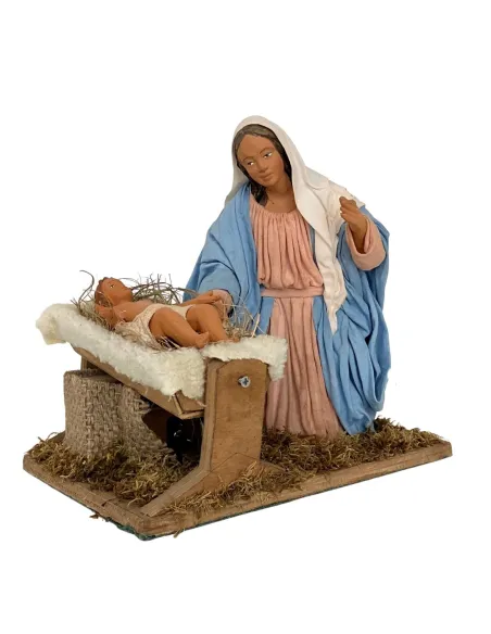 Madonna e bambinello in terracotta in movimento 30 cm