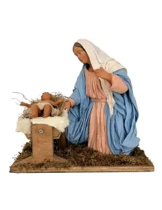Animated 30 cm Terracotta Madonna and Infant Jesus 2
