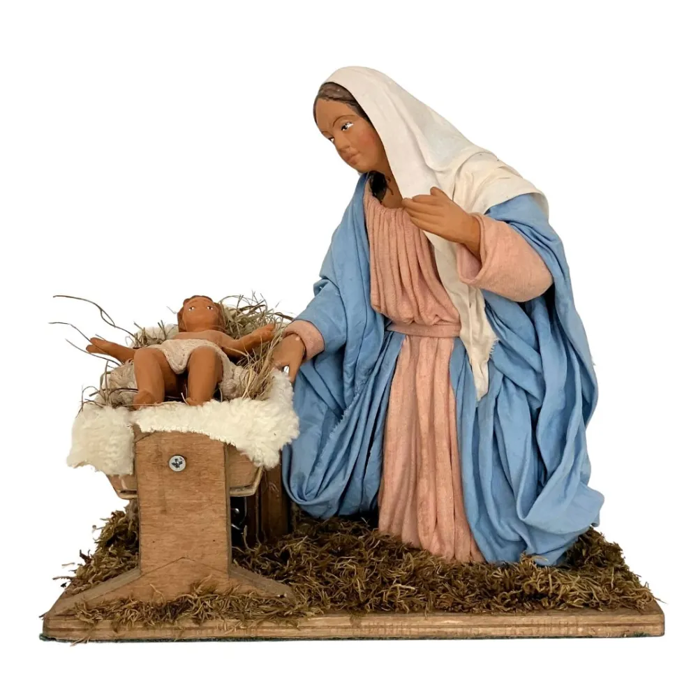 Animated 30 cm Terracotta Madonna and Infant Jesus