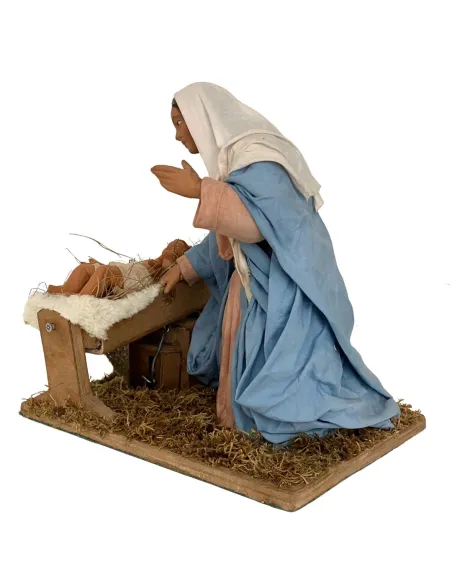 Madonna e bambinello in terracotta in movimento 30 cm