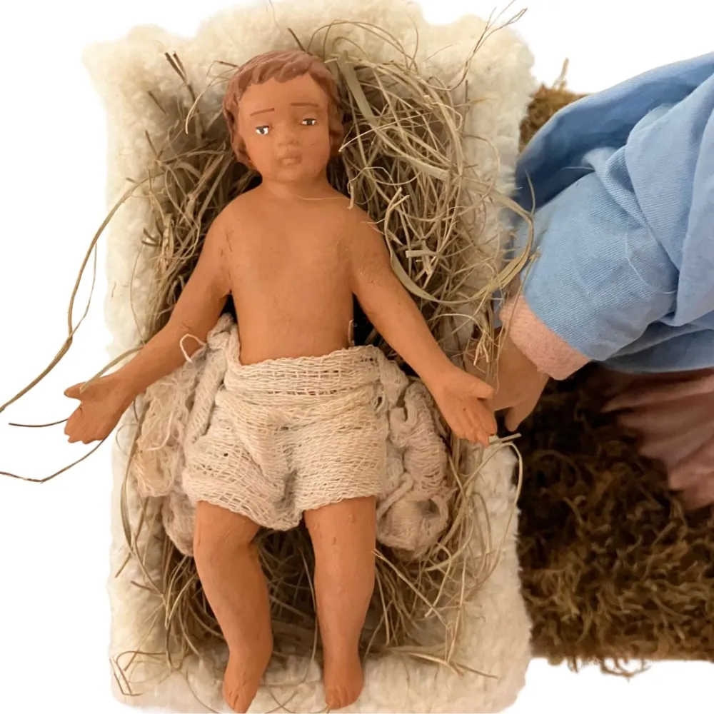 Animated 30 cm Terracotta Madonna and Infant Jesus