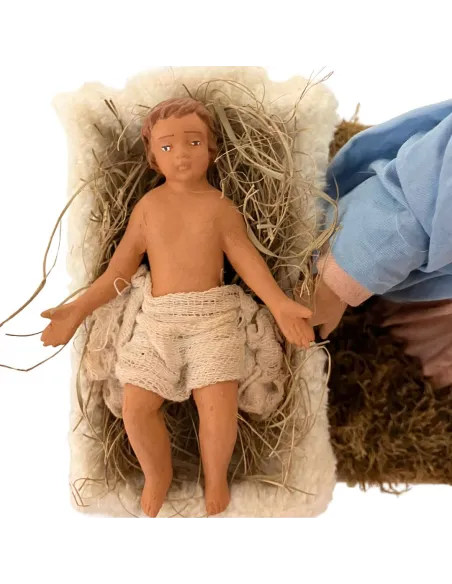 Madonna e bambinello in terracotta in movimento 30 cm