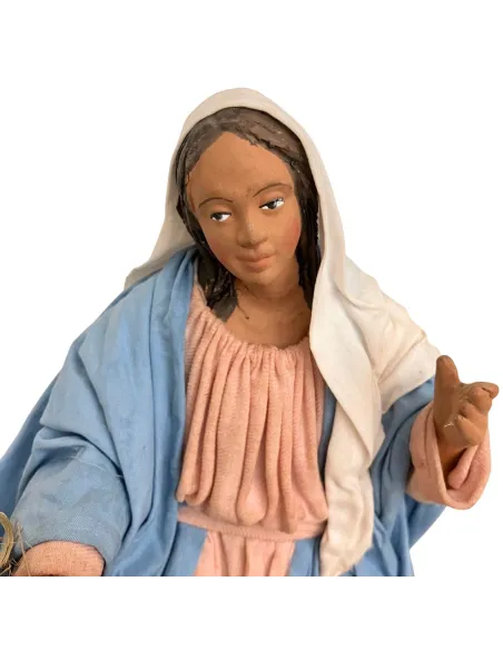 Madonna e bambinello in terracotta in movimento 30 cm