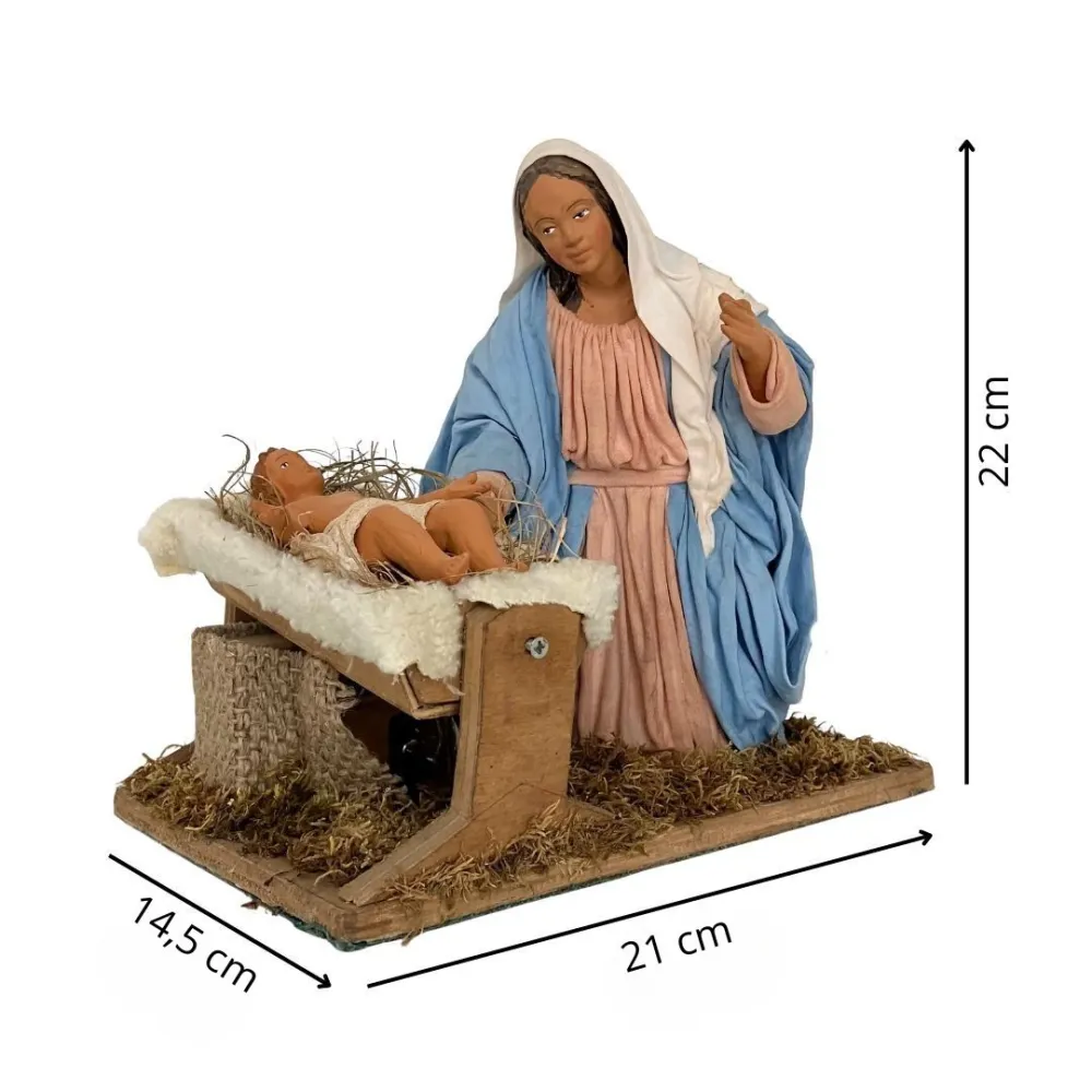 Animated 30 cm Terracotta Madonna and Infant Jesus