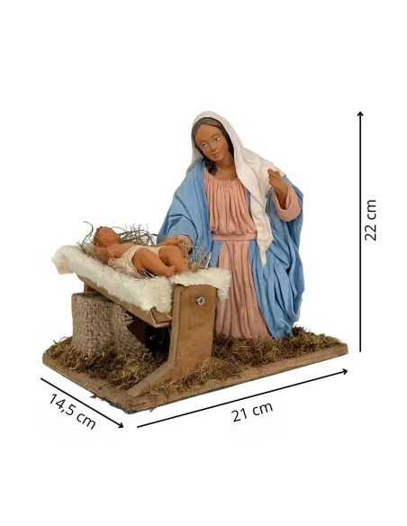 Madonna e bambinello in terracotta in movimento 30 cm