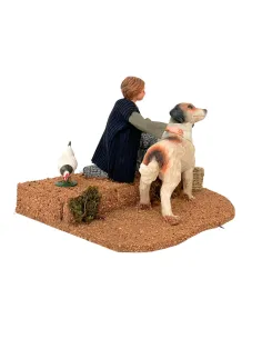 Animated Traditional Child Petting a Dog for 25–30 cm Nativity Figures 2