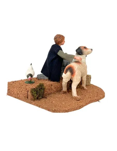Animated Traditional Child Petting a Dog for 25–30 cm Nativity Figures