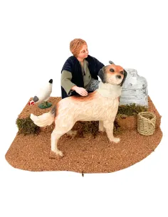 Bambino popolare che accarezza il cane per statue da 25-30 cm