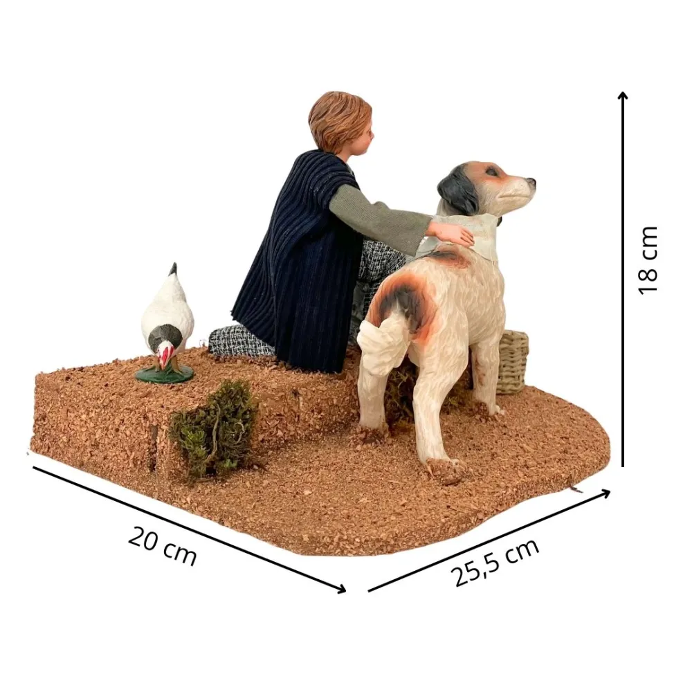 Animated Traditional Child Petting a Dog for 25–30 cm Nativity Figures