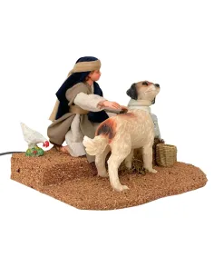 Bambino palestinese che accarezza il cane per statue da 25-30 cm 2