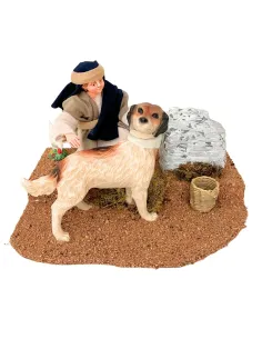 Animated Palestinian Child Petting a Dog for 25–30 cm Nativity Figures