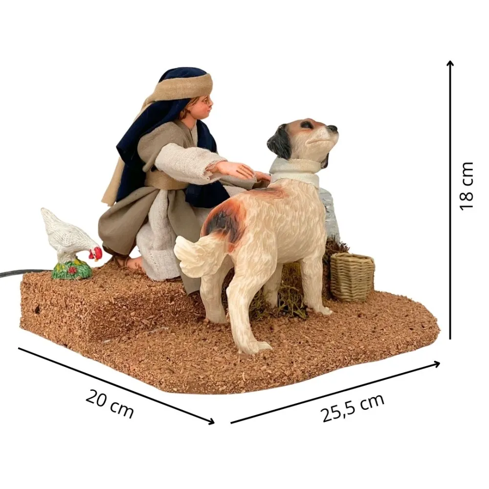 Animated Palestinian Child Petting a Dog for 25–30 cm Nativity Figures