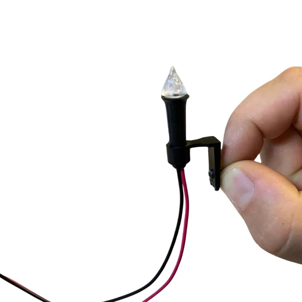 Flickering torch with red LED light and power cable, suitable for 20–30 cm Nativity figures