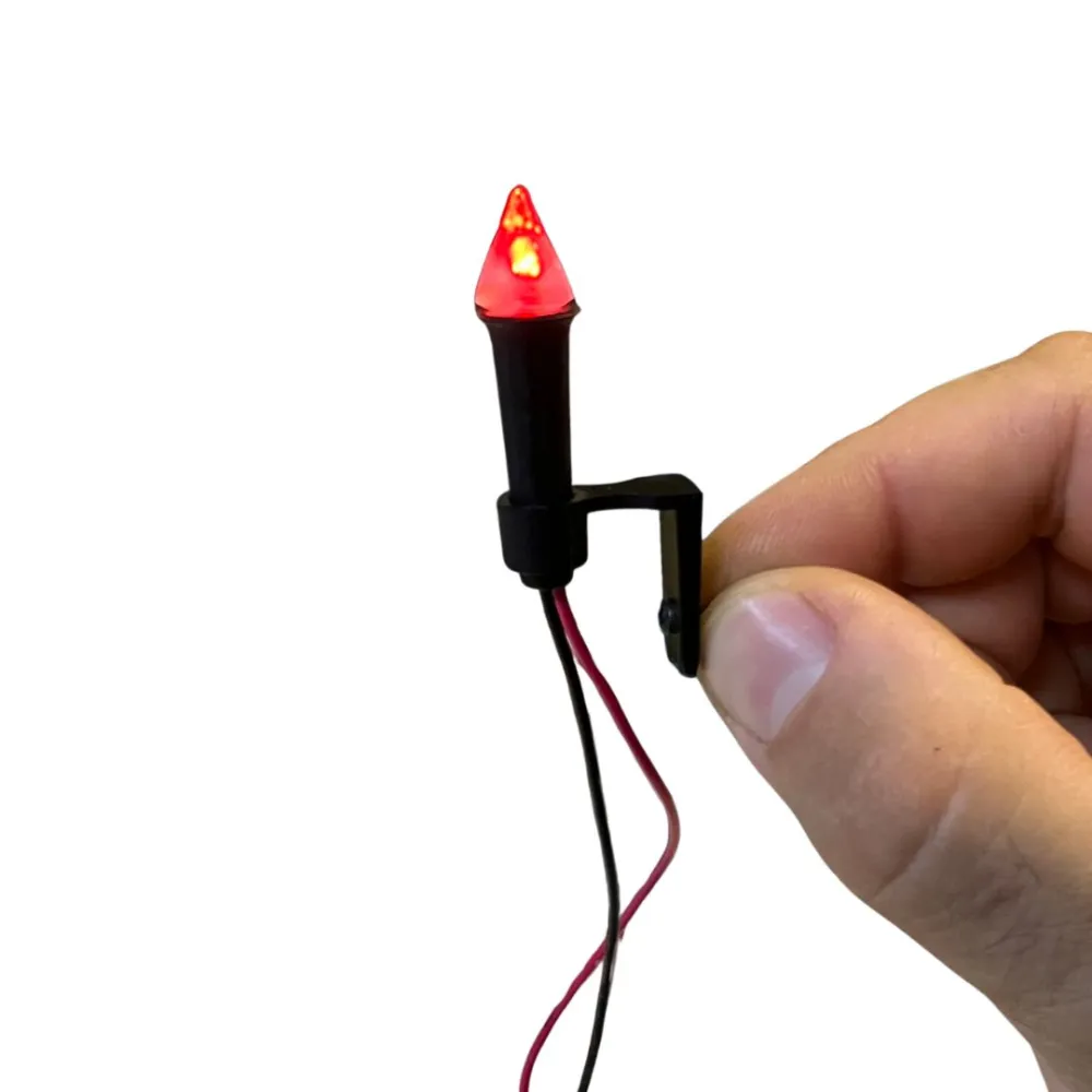 Flickering torch with red LED light and power cable, suitable for 20–30 cm Nativity figures