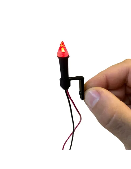Flickering torch with red LED light and power cable, suitable for 20–30 cm Nativity figures